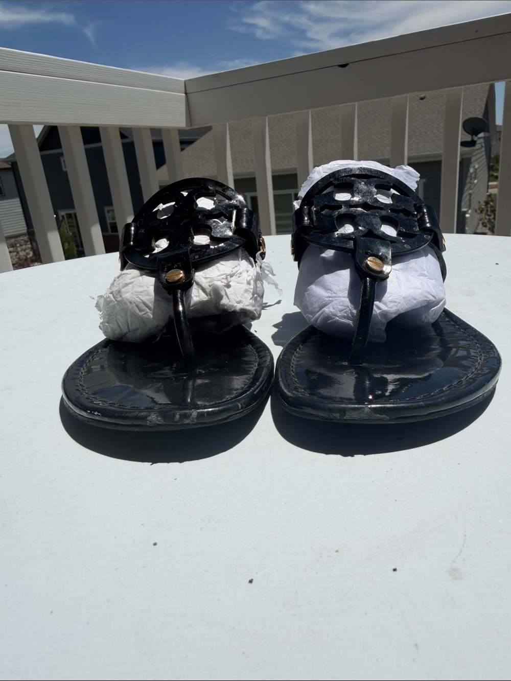 Tory Burch Miller Thong Sandals In Black-Sz 8 - Picture 5 of 16